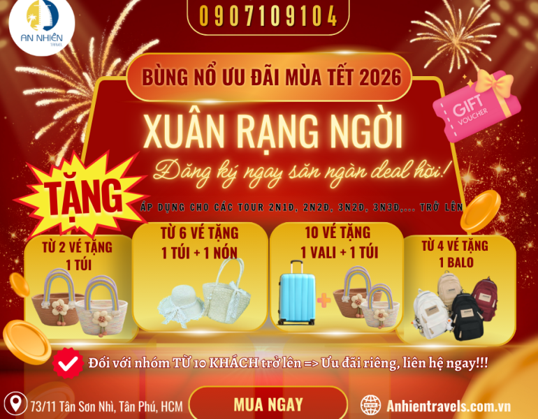 ĐĂNG KÝ TOUR TẾT NGUYÊN ĐÁN 2026 NHẬN NGAY QUÀ TẶNG MAY MẮN ĐẦU NĂM 